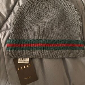 Gucci Wool knit Beanie Hat Gray New